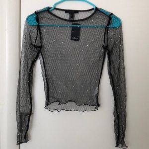 Long sleeve fishnet top